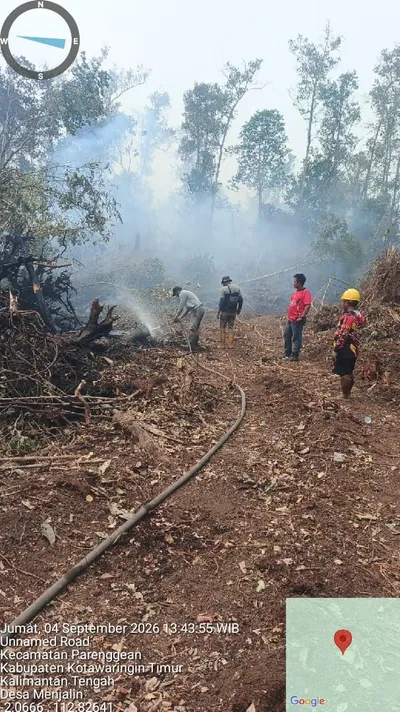 Polsek Parenggean Laksanakan Ground Check Hotspot di Desa Menjalin